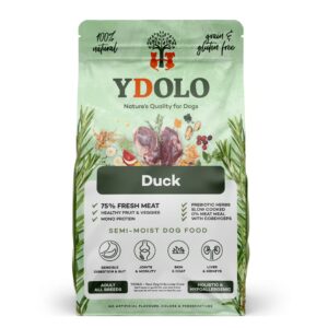 YDOLO Healthy and Pure Duck is hypoallergeen semi-moist hondenvoer met 75% vers eendenvlees voor optimale gezondheid