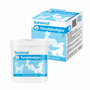 Sanimal Tanddoekjes helpen tandplak verminderen en ondersteunen een schoon en gezond gebit.