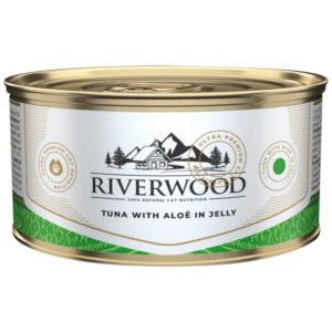 Can Riverwood Cat Can 85 gram Tuna with Aloe Vera in Jelly 800x800 Riverwood Caviar Tuna with Aloë in Jelly 85gr met tonijn en aloë in gelei. Natuurlijke natvoeding voor kieskeurige katten.