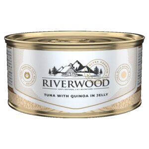 Riverwood Caviar Tuna with Quinoa 85gr is luxe natvoer met tonijn en quinoa in gelei voor extra smaak en hydratatie.