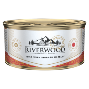 Riverwood Caviar Tuna with Shirasu 85gr is natuurlijk natvoer met tonijn en kleine ansjovissen in gelei voor katten.