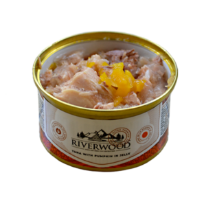 Riverwood Caviar Tuna with Pumpkin 85gr is natuurlijk natvoer met tonijn en pompoen in gelei voor katten.