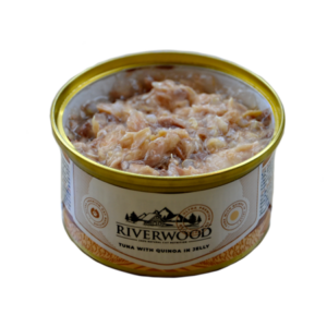 Riverwood Caviar Tuna with Quinoa 85gr is luxe natvoer met tonijn en quinoa in gelei voor extra smaak en hydratatie.