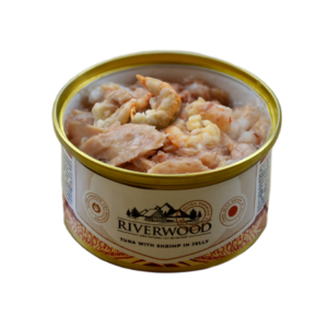 Riverwood Caviar Tuna with Shrimp 85gr is natuurlijk natvoer met tonijn en garnalen in gelei voor katten.