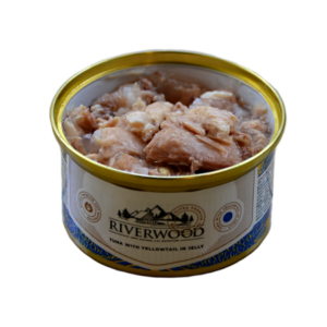 Riverwood Caviar Tuna with Yellowtail 85gr is natuurlijk natvoer met tonijn en barnsteenmakreel voor kieskeurige katten.