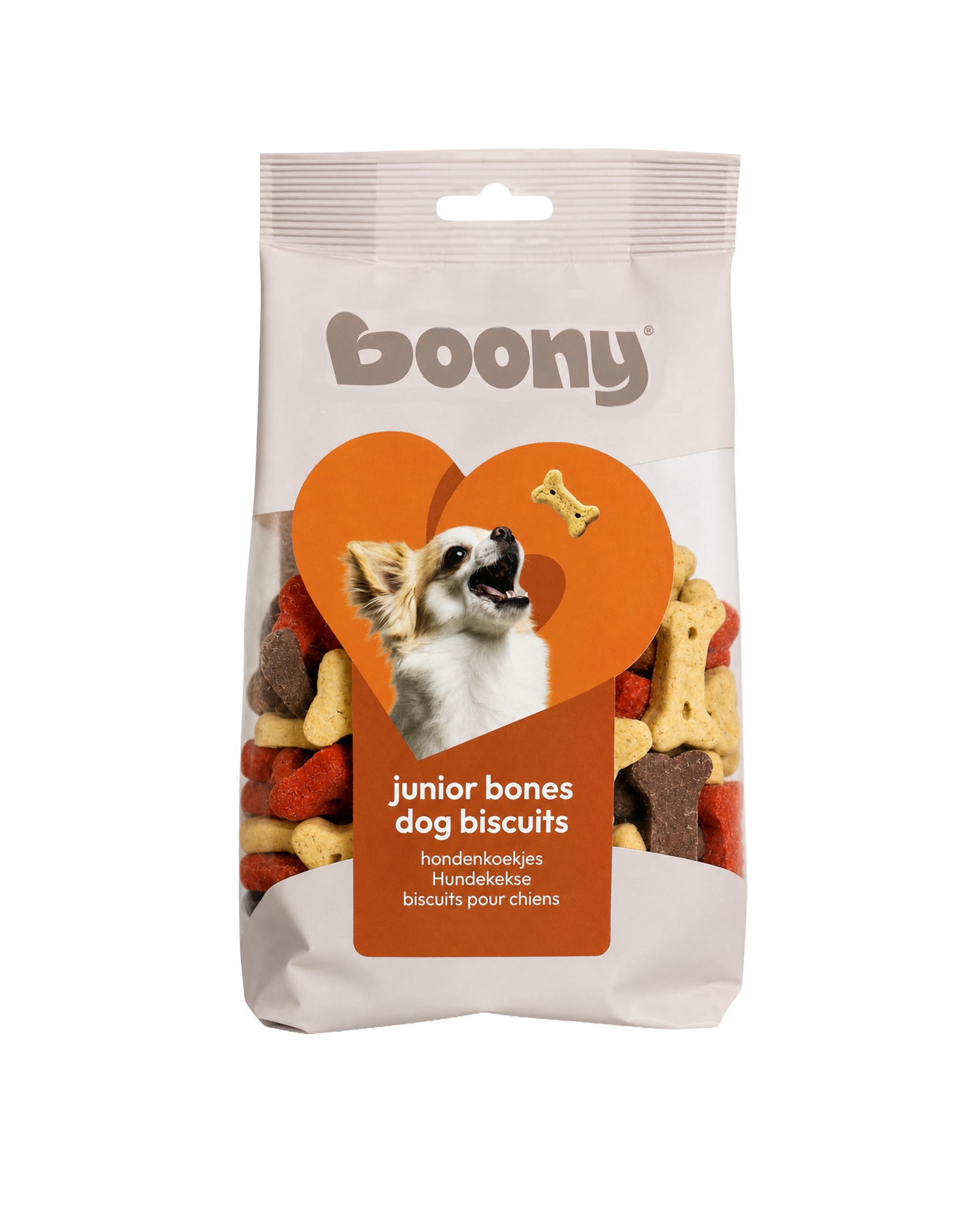 0223042 Hondenkoekjes Junior Bones 400 gram zijn kleine trainingskoekjes voor puppy's en jonge honden.