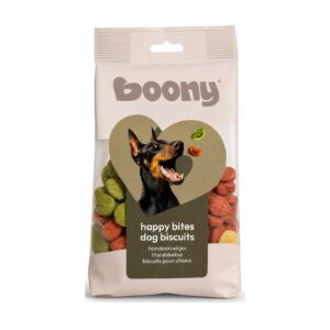 Hondenkoekjes Happy Bites zijn vrolijke smileykoekjes voor honden, ideaal als beloning of tussendoortje.