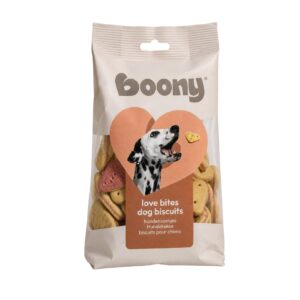 Hondenkoekjes Love Bites zijn hartjesvormige koekjes voor training, beloning of een liefdevol verwenmoment.