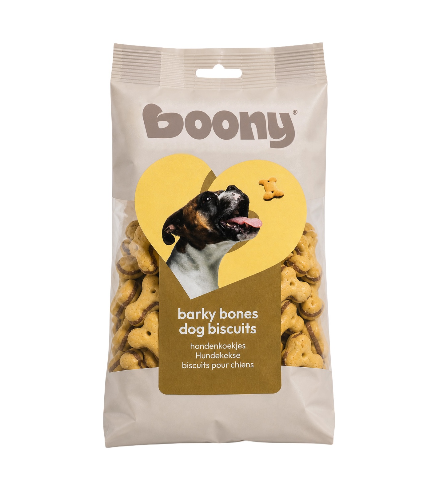 0223047 Hondenkoekjes Barky Bones zijn smakelijke koekjes in botvorm, ideaal als beloning of tussendoortje voor elke hond.