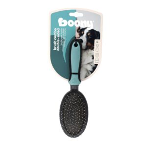Combi Borstel 2 Zijdig verwijdert vuil, losse haren en helpt klitten voorkomen voor een gezonde en glanzende honden en kattenvacht.