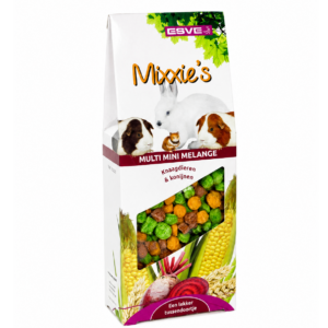 Mixxie's Multi Mini Melange, knapperige maïssnack voor konijnen en knaagdieren als verantwoord tussendoortje.