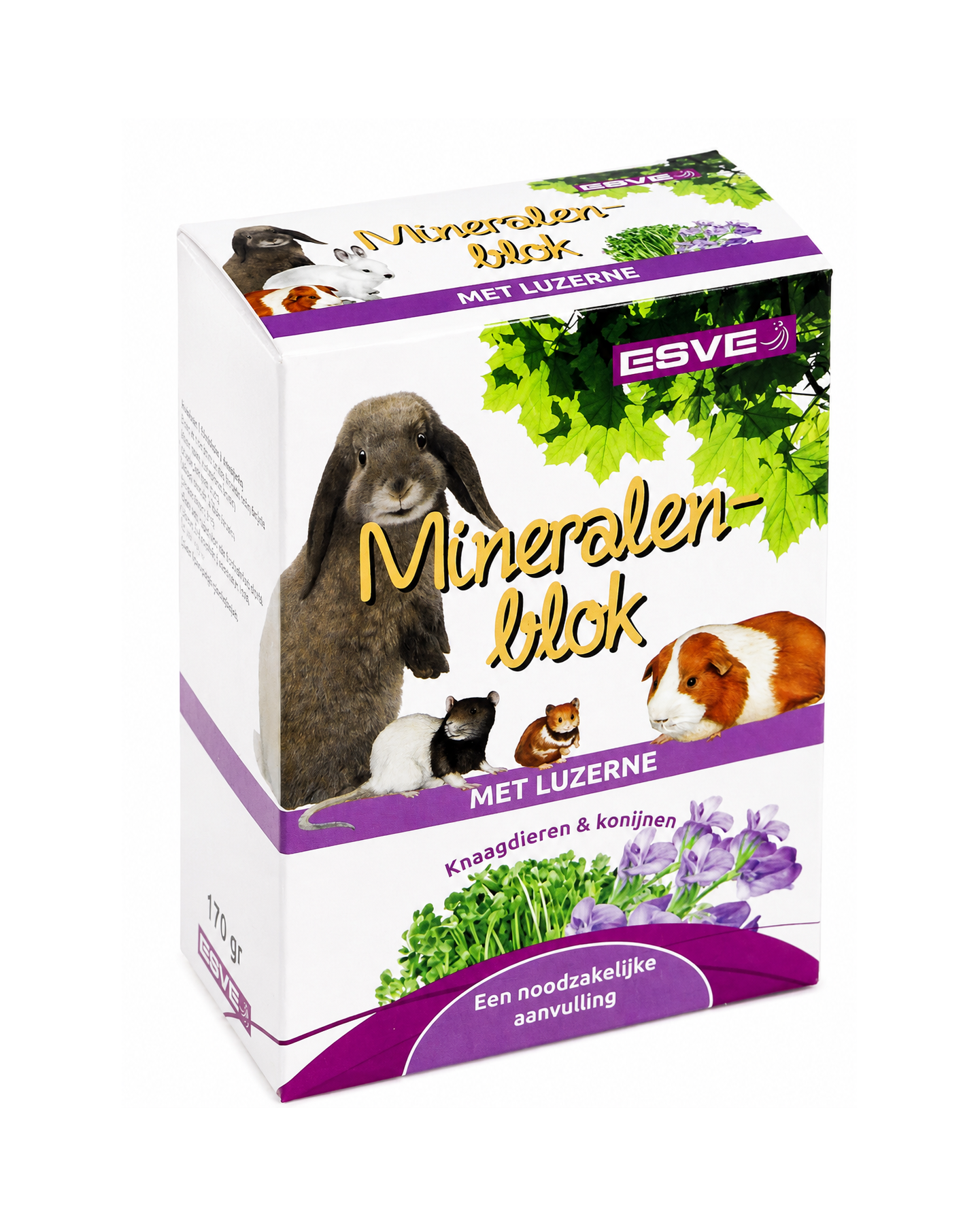 ChatGPT Image 16 jun 2026 21 01 53 Natuurlijk mineralenblok met luzerne voor konijnen en knaagdieren. Ondersteunt sterke botten, een gezonde vacht en helpt de natuurlijke knaagbehoefte te bevredigen.