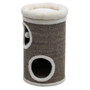 Boony Klimton Sisal 2 Gaats Desert 66x38 cm is een stevige krabton met 3 ligplekken, sisal bekleding en speelballetje.