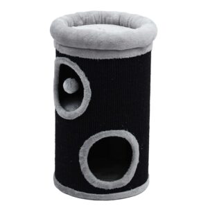 Boony Klimton Sisal 2 Gaats zwart/grijs 66x38 cm is een stevige krabton met 3 ligplekken, sisal bekleding en speelballetje.