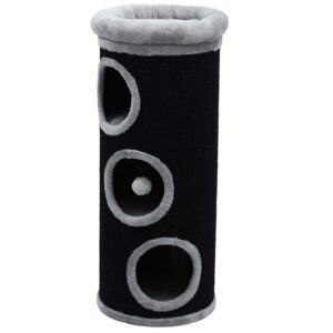 Klimton Sisal 3 Gaats zwart/grijs met duurzame sisalbekleding en drie openingen voor krabben, klimmen en spelen.
