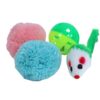 Kattenspeelgoed Knisperbal, Plastic Bal en Muis bevat 4 verschillende speeltjes voor afwisselend en actief speelplezier.