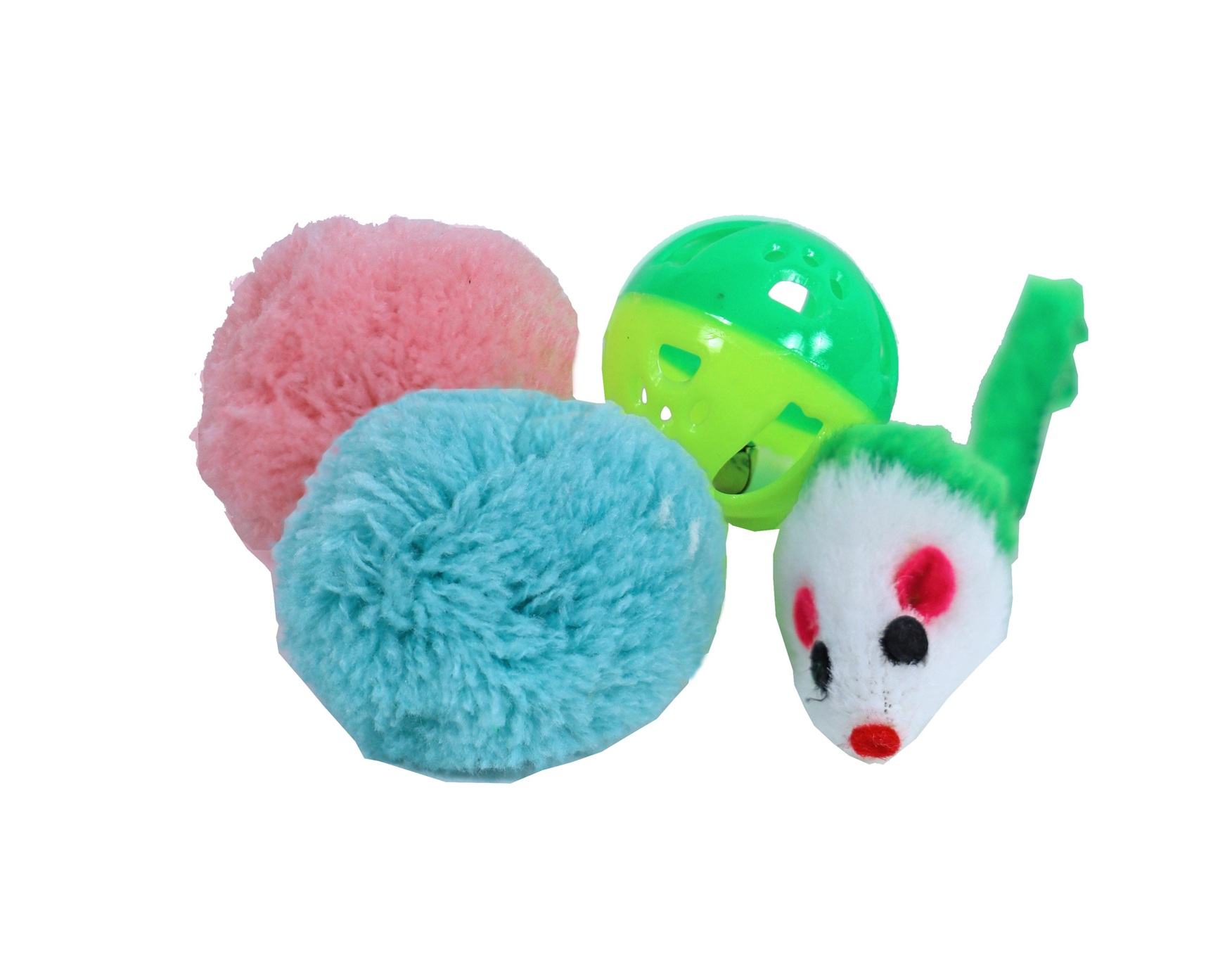 0215246 los scaled 1 Kattenspeelgoed Knisperbal, Plastic Bal en Muis bevat 4 verschillende speeltjes voor afwisselend en actief speelplezier.