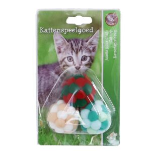 Kattenspeelgoed Pompom Ballen met Bel 3 stuks zijn zachte speelballen met belletje voor extra beweging en speelplezier.