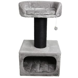 Krabpaal Sasso XXL onyx black 110 cm voor grote katten met stevige sisalpalen, zachte ligplekken en stabiele constructie.