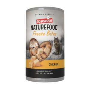 Rosewood Naturefood Freeze Bites chicken zijn 100% gevriesdroogde kip, zonder toevoegingen. Een pure beloning voor iedere kat.