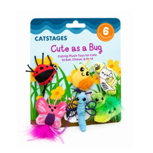 Catstages Cute as a Bug is een vrolijke set met 6 pluche kattenspeeltjes met catnip, ideaal om te jagen, meppen en spelen.
