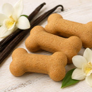 Hondenkoek Vanille 8 cm is een ambachtelijk, met de hand gebakken hondenkoek met vanillesmaak. Een heerlijke traktatie voor uw hond.