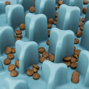 Slow Feeding Voedermat Pillars helpt schrokken te voorkomen en stimuleert langzamer eten. Slipvast, zacht en Ø 35 cm.