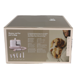 Boony Furcontrol 6 in 1 studio 1,3 liter voor trimmen, borstelen en direct opzuigen van losse haren bij honden en katten.
