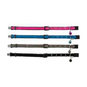 Kattenhalsband met Strass van zacht velours, versierd met strass steentjes, traploos verstelbaar en verkrijgbaar in diverse kleuren.