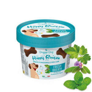 DoggyeBag Happy Routine fresh breath kleine botjes 150 gr met menthol, peterselie en salie voor een smakelijke beloning en frisse adem.