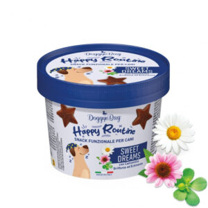 DoggyeBag Happy Routine Sweet Dreams Sterren 150 gr met griffonia, kamille, citroenmelisse en echinacea voor rustige momenten.