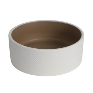 eetbak waterbak keramiek toscane Bruin/Wit 16 cm. Stijlvolle, stevige keramische voerbak voor honden en katten.