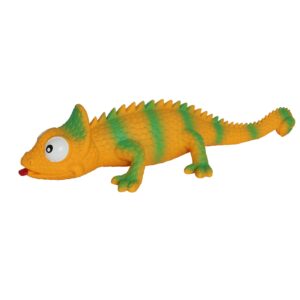 Hondenspeelgoed Latex Hagedis Geel / Groen 41 cm is een extra groot, flexibel hondenspeeltje met grappig piepgeluid.