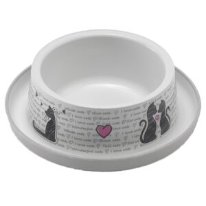Eetbak Trendy Dinner Cats in Love van Moderna. Kunststof kattenvoerbak van 16 cm met vrolijke kattenprint.