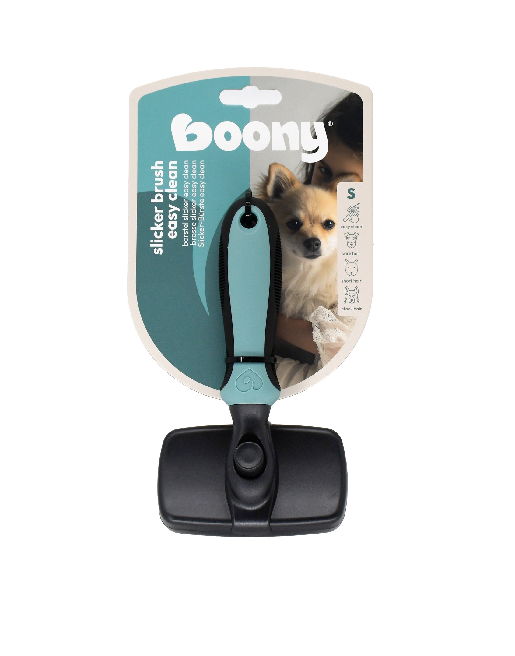 0224221 Slicker Easy Clean verwijdert losse haren en lichte klitten uit de hondenvacht of kattenvacht. Eenvoudig schoon te maken. In Small en Medium.