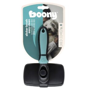 Slicker Easy Clean verwijdert losse haren en lichte klitten uit de hondenvacht of kattenvacht. Eenvoudig schoon te maken. In Small en Medium.