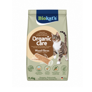 Biokat's Organic Care Wood Fibres is natuurlijke kattenbakvulling met sterke klontvorming, geurbinding en maar liefst 700% absorptie.