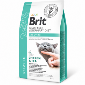 Brit Grain Free Veterinary Diet Cat Struvite 2 kg helpt struvietstenen oplossen en vermindert de kans op terugkerende struvietvorming.