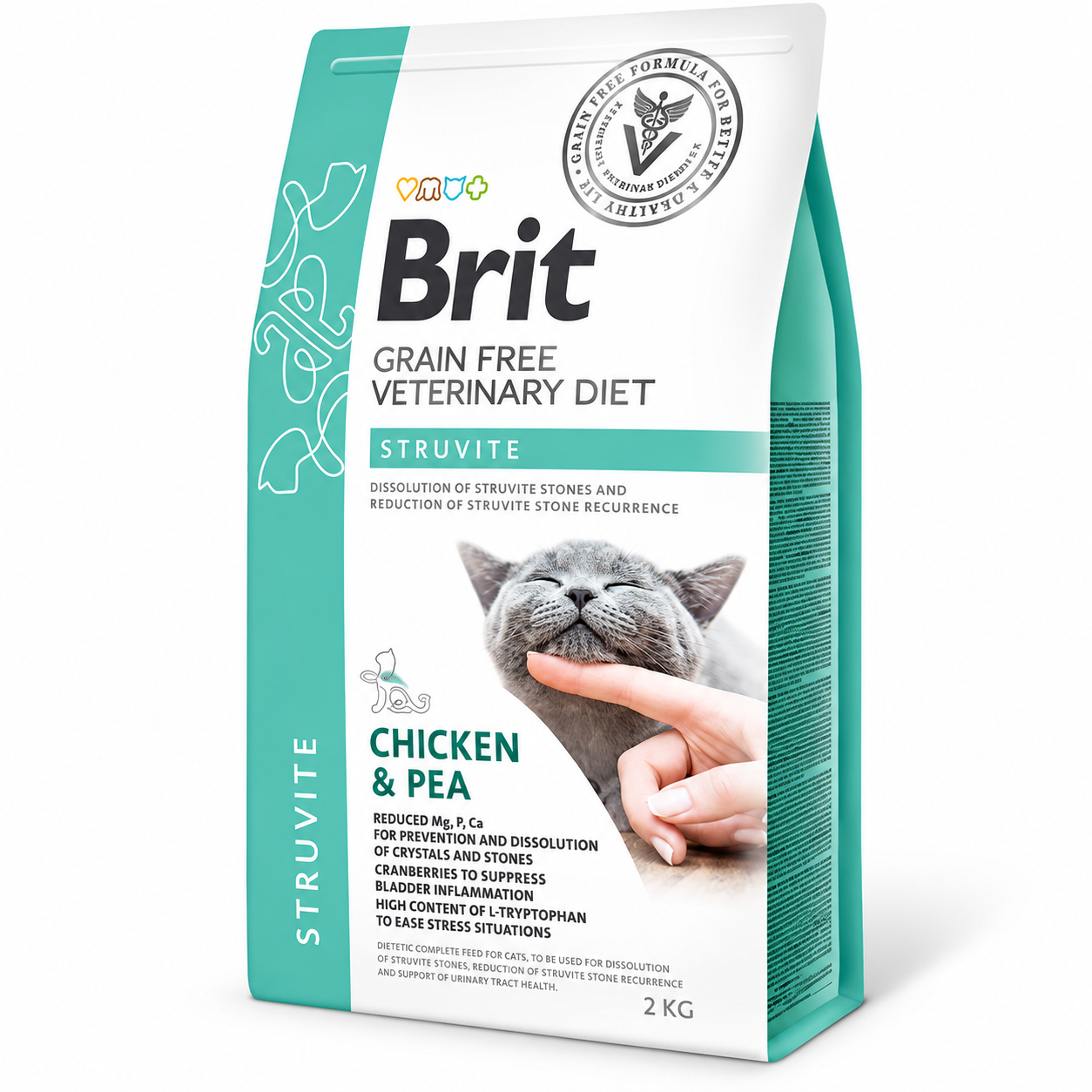 Brit Struvite Veterinary Kattenvoer Brit Grain Free Veterinary Diet Cat Struvite 2 kg helpt struvietstenen oplossen en vermindert de kans op terugkerende struvietvorming.